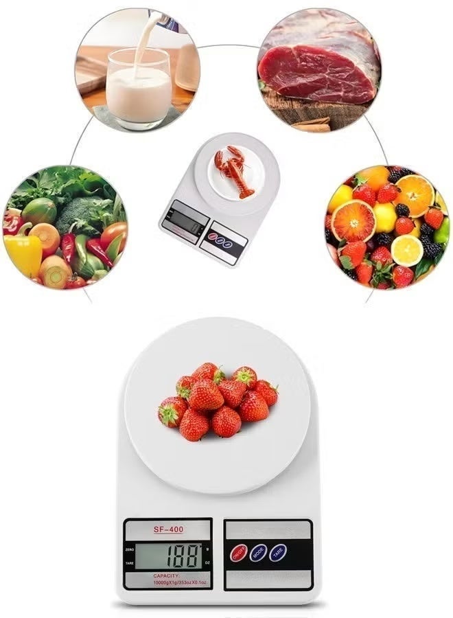 مقياس المطبخ الرقمي، سعة 22 رطل/10 كجم، مقياس الطعام، الوزن الرقمي مع وحدات أونصة/جم للطهي والخبز وإعداد الوجبات والنظام الغذائي، شاشة LCD إيقاف التشغيل التلقائي - Image 1